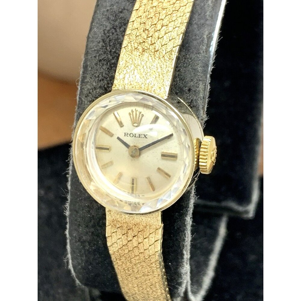 Rolex Orchid Womens Watch Vintage Cocktail 14k Gold Swiss Mechanical Petite 15mm